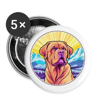 Bordeauxdogge Hunderasse Cartoon Kawaii Waterco - Buttons klein 25 mm (5er Pack) - Weiß - Vorne
