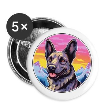 Holländischer Schäferhund Rasse Cartoon Kawaii Aquarell - Buttons klein 25 mm (5er Pack) - Weiß - Vorne
