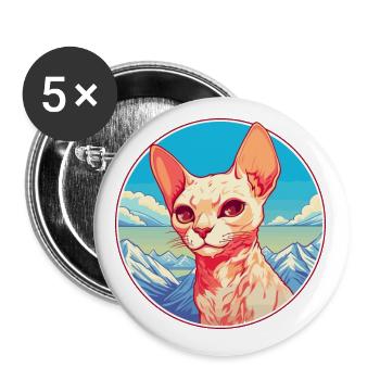 Rote Devon Rex Katze Bunte Karikatur Aquarell Illu - Buttons klein 25 mm (5er Pack) - Weiß - Vorne
