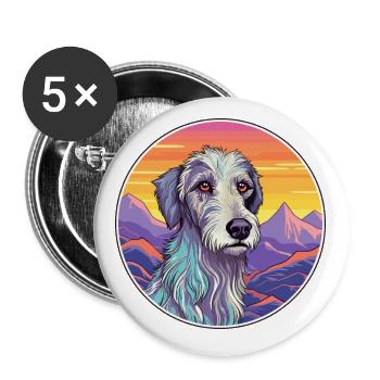 Lévrier écossais chien race dessin animé Kawaii Waterc - Lot de 5 petits badges (25 mm) - blanc - Devant