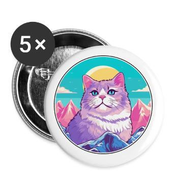 Australische Nebelkatze bunte Karikatur Aquarell il - Buttons klein 25 mm (5er Pack) - Weiß - Vorne