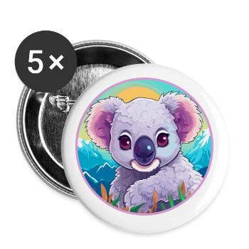 Koala Aquarell Karikatur Kawaii Haustier Tier Farbefu - Buttons klein 25 mm (5er Pack) - Weiß - Vorne