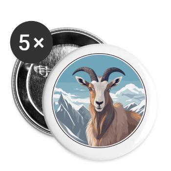 Goat Watercolor Cartoon Kawaii Pet Animal Colorful - Buttons small 1''/25 mm (5-pack) - white - Front