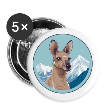 Kangourou Aquarelle Dessin Animé Kawaii Animal Animal Colo - Lot de 5 petits badges (25 mm) - blanc - Devant