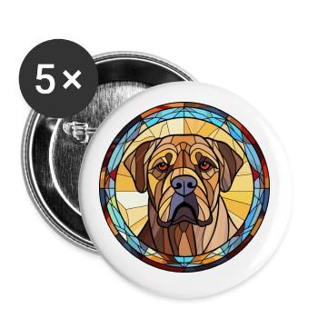 Mastiff belge chien race vitrail coloré W - Lot de 5 petits badges (25 mm) - blanc - Devant