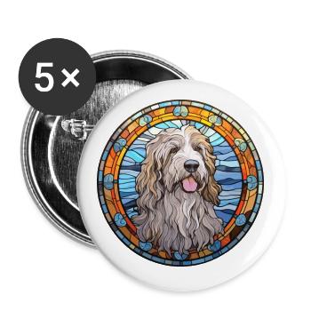 Bergamasco Schäferhund Rasse Buntglas Colorf - Buttons klein 25 mm (5er Pack) - Weiß - Vorne