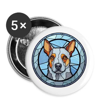 Blue Heeler Dog Breed Stained Glass Colorful Water - Buttons small 1''/25 mm (5-pack) - white - Front