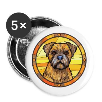 Border Terrier chien race vitrail coloré Wa - Lot de 5 petits badges (25 mm) - blanc - Devant