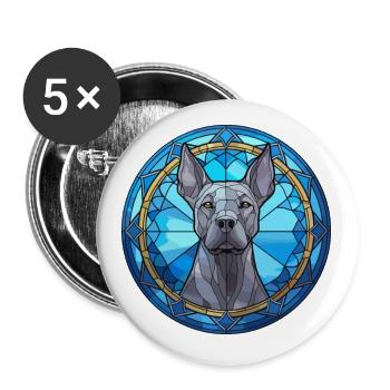 Blauer Thai Ridgeback Hund Rasse Buntglas Farbe - Buttons klein 25 mm (5er Pack) - Weiß - Vorne