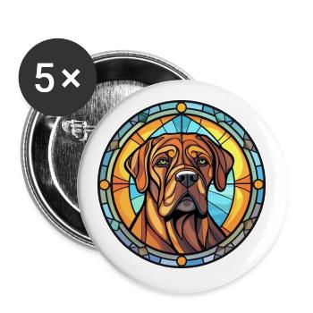 Mastiff brésilien chien race vitrail coloré - Lot de 5 petits badges (25 mm) - blanc - Devant