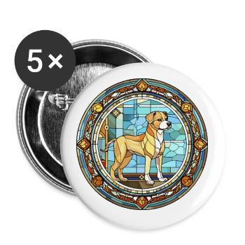 Chinese Imperial Dog Breed Stained Glass Colorful - Buttons small 1''/25 mm (5-pack) - white - Front