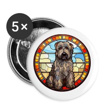 Bouvier Des Flandres race chien vitrail couleur - Lot de 5 petits badges (25 mm) - blanc - Devant