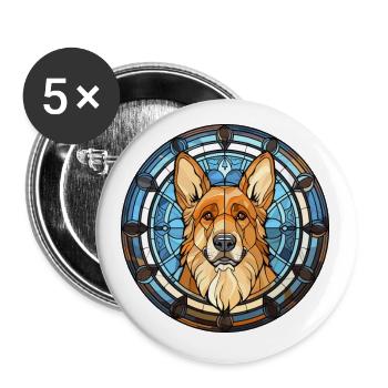 Karpatenschäferhund Rasse Buntglas Farbe - Buttons klein 25 mm (5er Pack) - Weiß - Vorne