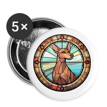 Cirneco Dell Etna Dog Breed Stained Glass Colorful - Buttons small 1''/25 mm (5-pack) - white - Front