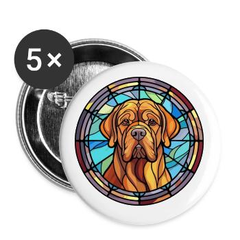 Bordeauxdogge Hunderasse Buntglas bunt - Buttons klein 25 mm (5er Pack) - Weiß - Vorne
