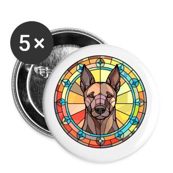 Holländischer Schäferhund Rasse Buntes Glas Bunt Wa - Buttons klein 25 mm (5er Pack) - Weiß - Vorne