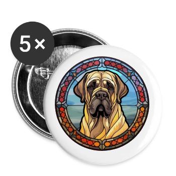 Mastiff anglais chien race vitrail coloré W - Lot de 5 petits badges (25 mm) - blanc - Devant