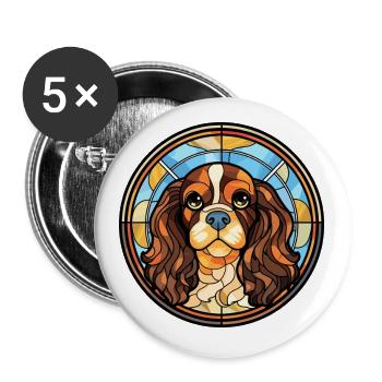 Englisch Spielzeug Spaniel Hund Rasse Buntglas Farbe - Buttons klein 25 mm (5er Pack) - Weiß - Vorne