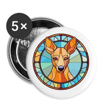 Kangourou chien race vitrail coloré Watercol - Lot de 5 petits badges (25 mm) - blanc - Devant