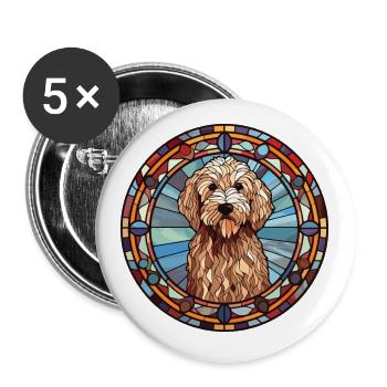 Labradoodle Hunderasse Buntes Glas - Buttons klein 25 mm (5er Pack) - Weiß - Vorne