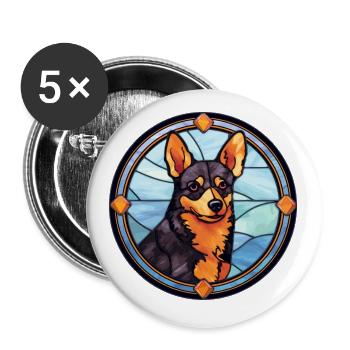 Lancashire Heeler Dog Breed Stained Glass Colorful - Buttons small 1''/25 mm (5-pack) - white - Front