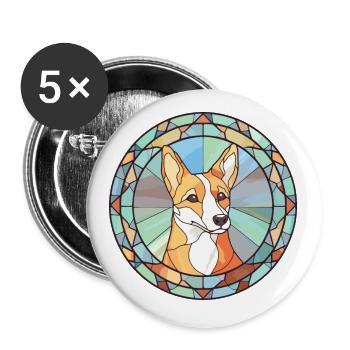 Norwegische Lundehund Hunderasse Buntglas Farbe - Buttons klein 25 mm (5er Pack) - Weiß - Vorne