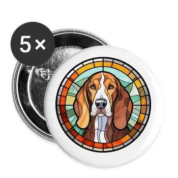 Lévrier norvégien Dunker chien race vitrail Col - Lot de 5 petits badges (25 mm) - blanc - Devant