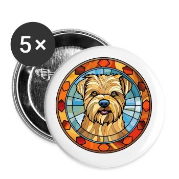 Norfolk Terrier Dog Breed Stained Glass Colorful W - Buttons small 1''/25 mm (5-pack) - white - Front