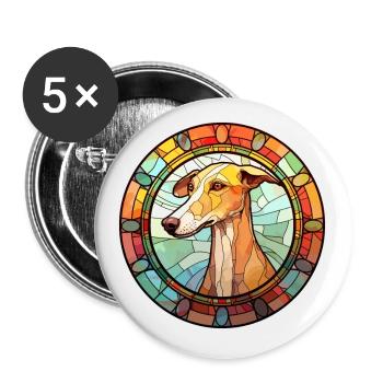 Vieux lévrier croate race chien vitrail Co - Lot de 5 petits badges (25 mm) - blanc - Devant