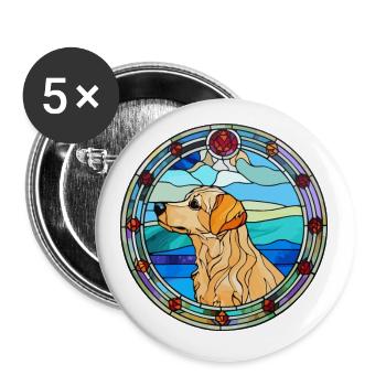 Neuseeland Heading Hund Rasse Buntglas Colorf - Buttons klein 25 mm (5er Pack) - Weiß - Vorne
