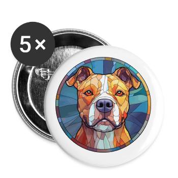 Pitbull chien race vitrail coloré Watercolo - Lot de 5 petits badges (25 mm) - blanc - Devant