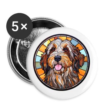 Picardie Schäferhund Hunderasse Buntglas Bunt - Buttons klein 25 mm (5er Pack) - Weiß - Vorne