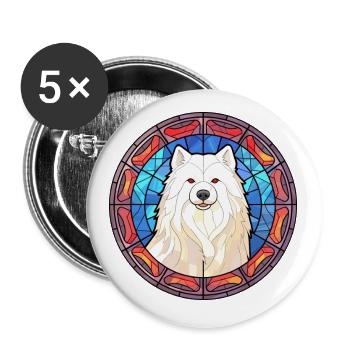 Samoyed Dog Breed Stained Glass Colorful Watercolo - Buttons small 1''/25 mm (5-pack) - white - Front