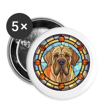 Mastiff espagnol chien race vitrail coloré W - Lot de 5 petits badges (25 mm) - blanc - Devant