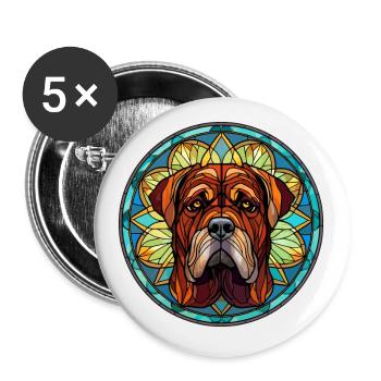 Transmontano Mastiff chien race vitrail couleur - Lot de 5 petits badges (25 mm) - blanc - Devant
