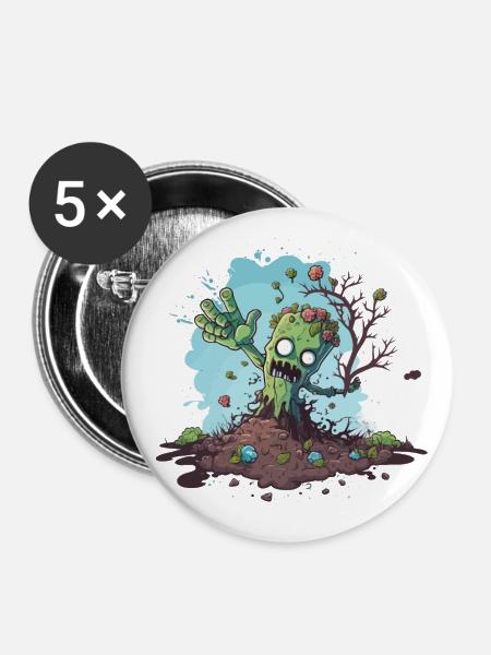 Zombie-Ausbruch - Buttons klein 25 mm (5er Pack) - Weiß