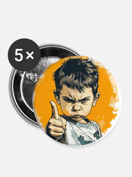 Warnung des kleinen Jungen - Buttons klein 25 mm (5er Pack) - Weiß