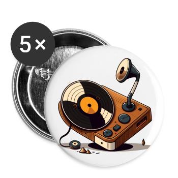 Le collectionneur de vinyles - Lot de 5 petits badges (25 mm) - blanc - Devant