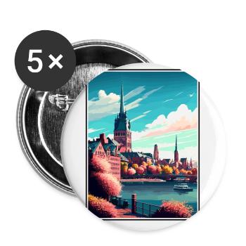 Mayence Allemagne Vintage voyage affiche WPA Souvenir - Lot de 5 petits badges (25 mm) - blanc - Devant