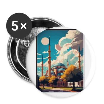 Edirne Türkei Vintage Reiseposter WPA Souvenir - Buttons klein 25 mm (5er Pack) - Weiß - Vorne
