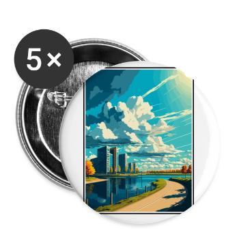 Almere Niederlande Vintage Reiseposter Souvenir - Buttons klein 25 mm (5er Pack) - Weiß - Vorne