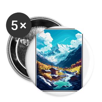 Saas Fee Switzerland Vintage Travel Poster WPA Art - Buttons small 1''/25 mm (5-pack) - white - Front