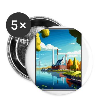 Wolfsburg Germany Vintage Travel Poster Souvenir - Buttons small 1''/25 mm (5-pack) - white - Front