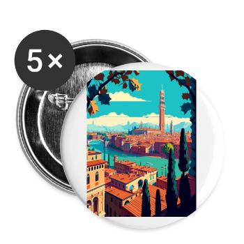 Verona Italien Dekoration Vintage Reiseposter WPA - Buttons klein 25 mm (5er Pack) - Weiß - Vorne