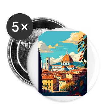 Florence Italie Décoration Vintage Voyage Affiche - Lot de 5 petits badges (25 mm) - blanc - Devant