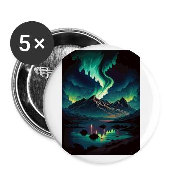 Northern Lights Aurora Borealis Iceland Souvenir - Buttons small 1''/25 mm (5-pack) - white - Front