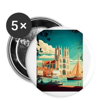 La Rochelle France Vintage voyage affiche Souvenir - Lot de 5 petits badges (25 mm) - blanc - Devant