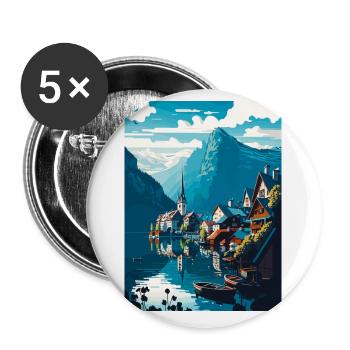 Hallstättersee Alpine Bergkulisse - Buttons klein 25 mm (5er Pack) - Weiß - Vorne