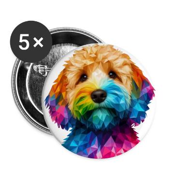 Cockapoo museau de chien géométrique moderne - Lot de 5 petits badges (25 mm) - blanc - Devant