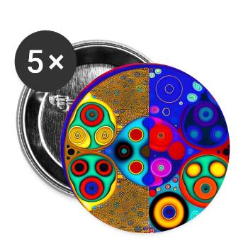 Retro Vintage Design Bunte Kreise Geschenkidee - Buttons klein 25 mm (5er Pack) - Weiß - Vorne